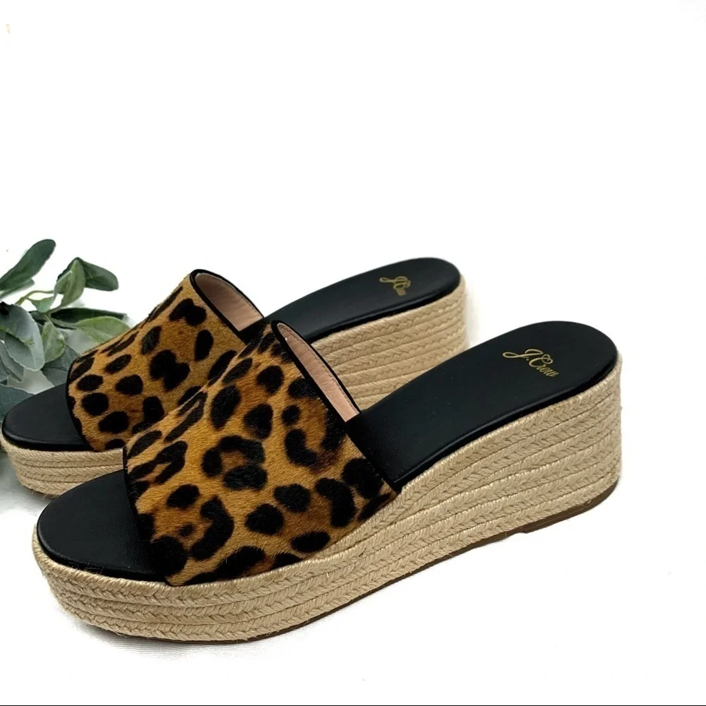 J. Crew Camilla platform espadrilles in animal print calf hair